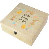 Personalised Memento Company Personalised Easter Bunny Wooden Treat Box in Light Brown