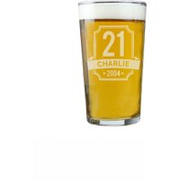 Personalised Memento Company Men's Personalised Big Age & Name Birthday Pint Glass in Clear