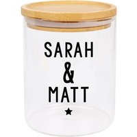 Personalised Memento Company Personalised Free Text Glass Jar with Bamboo Lid in Clear