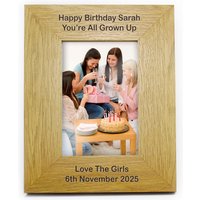 Personalised Memento Company Personalised Long Message 6x4 Oak Finish Photo Frame in Brown