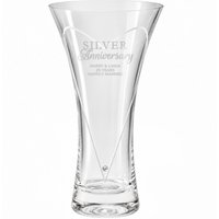 Anniversary Large Hand Cut Diamante Heart Vase Clear