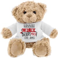 Personalised Memento Company Personalised Love You Beary Much Teddy Bear in Light Brown