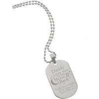 Personalised Memento Company Men's Personalised 'To The Moon & Back...' Stainless Steel Dog Tag Necklace in Metallic Silver