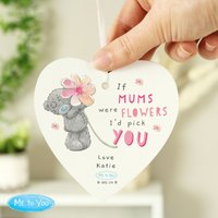 Personalised Memento Company Women's Personalised Me To You If... Were Flowers Wooden Heart Decoration in White