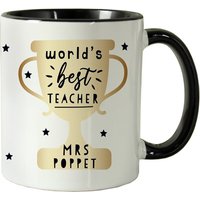 Personalised Memento Company Personalised World's Best Teacher Trophy Black Handled Mug