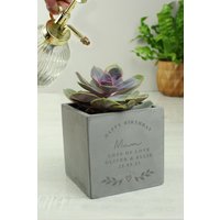 Personalised Memento Company Personalised Free Text Concrete Plant Pot in Grey | Size: Small
