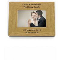 Personalised Memento Company Personalised Long Message 6x4 Landscape Oak Finish Photo Frame in Brown