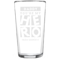 Personalised Memento Company Men's Personalised My Hero Pint Glass in Clear