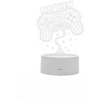 Personalised Memento Company Personalised Name Gaming LED Colour Changing Night Light in Clear