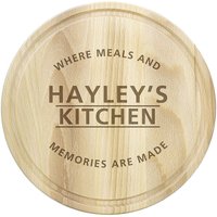 Personalised Memento Company Personalised 'Meals & Memories' Round Chopping Board in Light Brown