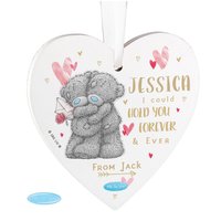 Personalised Memento Company Women's Personalised Me To You Hold You Forever Wooden Heart Decoration in White