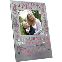 Personalised Memento Company Women's Personalised Mum Glitter Frame in Metallic Silver