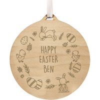 Personalised Memento Company Personalised Happy Easter Wooden Decoration in Light Brown
