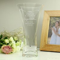 Free Text Botanical Hand Cut Diamante Heart Vase