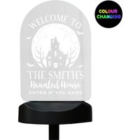 Personalised Memento Company Personalised Haunted House Halloween Solar Light in Clear