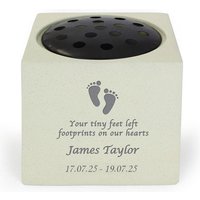 Personalised Memento Company Personalised Footprints Memorial Vase in White