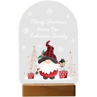 Personalised Memento Company Personalised Gonk Wooden Based LED Christmas Light in Light Brown