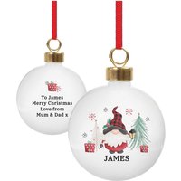 Personalised Memento Company Personalised Gonk Christmas Bauble in White