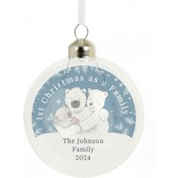 Personalised Memento Company Personalised First Christmas as a Family Glass Bauble in Clear