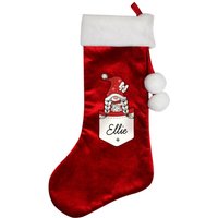 Personalised Memento Company Women's Personalised Gonk Family Red Christmas Stocking- Girl