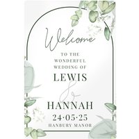 Personalised Memento Company Personalised Botanical Wedding Metal Sign in White