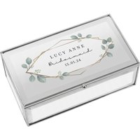 Personalised Memento Company Women's Personalised Botanical Mirrored Jewellery Box in Metallic Silver