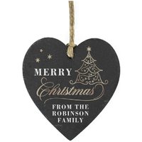 Personalised Memento Company Personalised Gold Christmas Slate Heart Ornament in Black