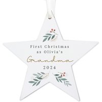 Personalised Memento Company Personalised Christmas Foliage Hanging Star Decoration in White