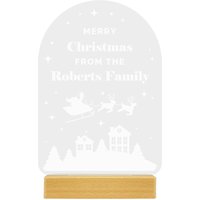 Personalised Memento Company Personalised Christmas Wooden Based LED Light in Light Brown