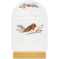 Personalised Memento Company Personalised Robins Appear Wooden Based LED Light in Light Brown