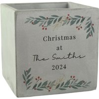 Personalised Memento Company Personalised Christmas Foliage Concrete Planter in Grey