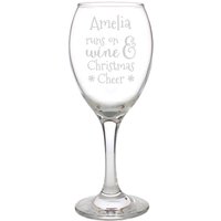 Personalised Memento Company Personalised Runs On Wine & Christmas Cheer Wine Glass in Clear