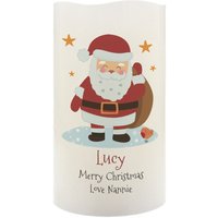 Personalised Memento Company Personalised Christmas Santa LED Candle in Off-White