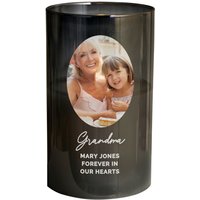 Personalised Memento Company Personalised Photo Upload Smoked Glass LED Candle in Black