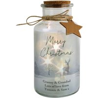 Personalised Memento Company Personalised Merry Christmas LED Glass Jar in Clear