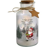 Personalised Memento Company Personalised Santa LED Glass Jar in Clear