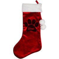 Personalised Memento Company Personalised Paw Print Red Stocking
