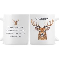 Personalised Memento Company Personalised Water Colour Stag Mug in White