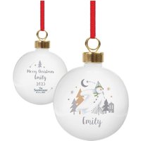 Personalised Memento Company Personalised The Snowman® Magical Adventure Bauble in White