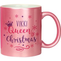 Personalised Memento Company Women's Personalised Queen Of Christmas Pink Mug