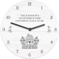 Personalised Memento Company Personalised HOME Shabby Chic Wooden Clock in White