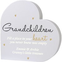 Personalised Memento Company Personalised Grandchildren Free Standing Heart Ornament in Grey