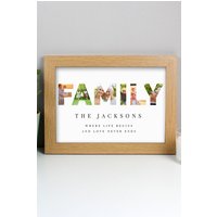 Personalised Memento Company Personalised FAMILY Photo Upload A4 Oak Framed Print in Light Oak