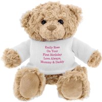 Personalised Memento Company Personalised Message Teddy Bear - Pink in Light Brown