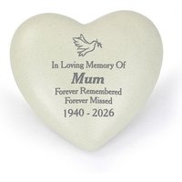 Personalised Memento Company Personalised Dove Heart Memorial in White