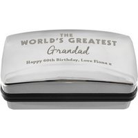 Personalised Memento Company Men's Personalised 'The World's Greatest' Cufflink Box in Metallic Silver