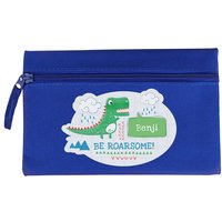 Personalised Memento Company Men's Personalised 'Be Roarsome' Dinosaur Blue Pencil Case in Navy