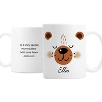 Personalised Memento Company Personalised Cute Bear Face Mug in White