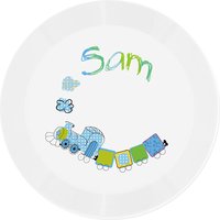 Personalised Memento Company Men's Personalised Patchwork Train Plastic Plate in White