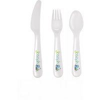 Personalised Memento Company Men's Personalised Patchwork Train 3 Piece Plastic Cutlery Set in White